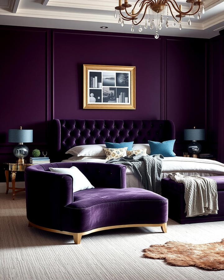 Velvet Upholstery in Purple Shades - 30 Dark Purple Bedroom Ideas