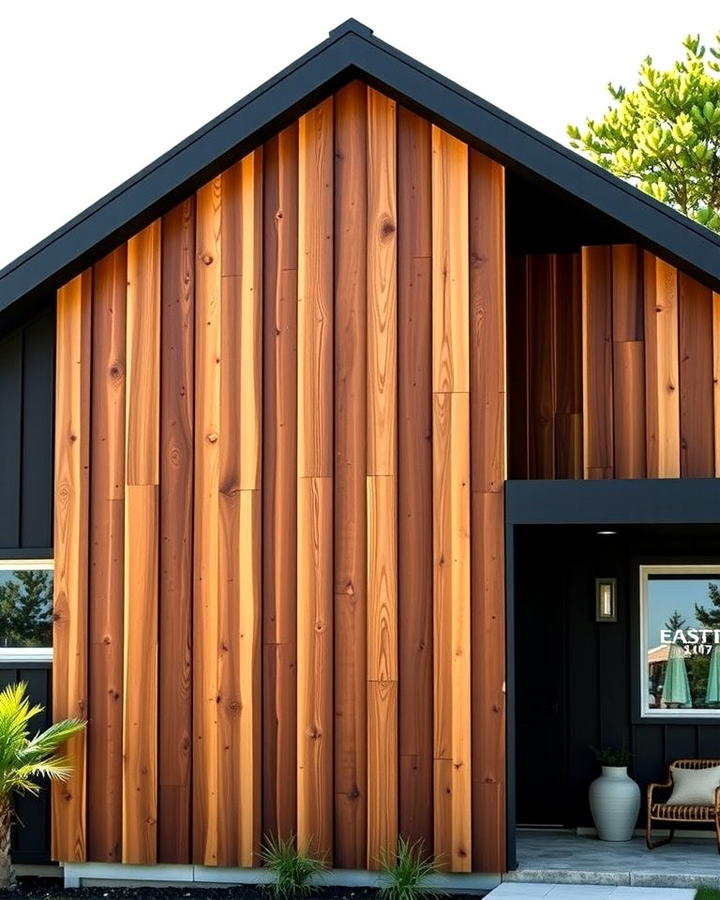 Vertical Cedar Panels - 30 Black House With Cedar Accents