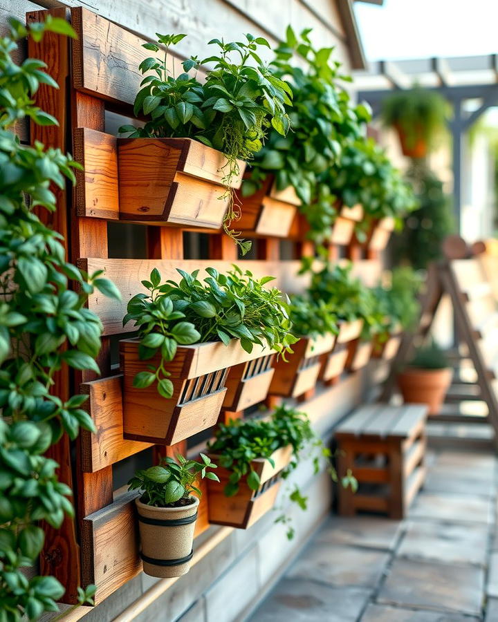 Vertical Herb Garden - 30 Farmhouse Patio Ideas