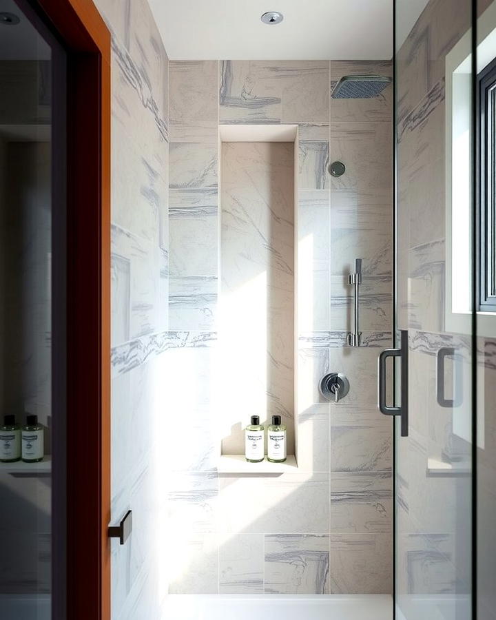 Vertical Niche for Tall Bottles - 25 Shower Niche Ideas