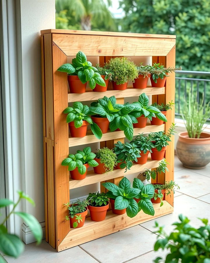 Vertical Pallet Herb Garden - 25 Pallet Garden Ideas