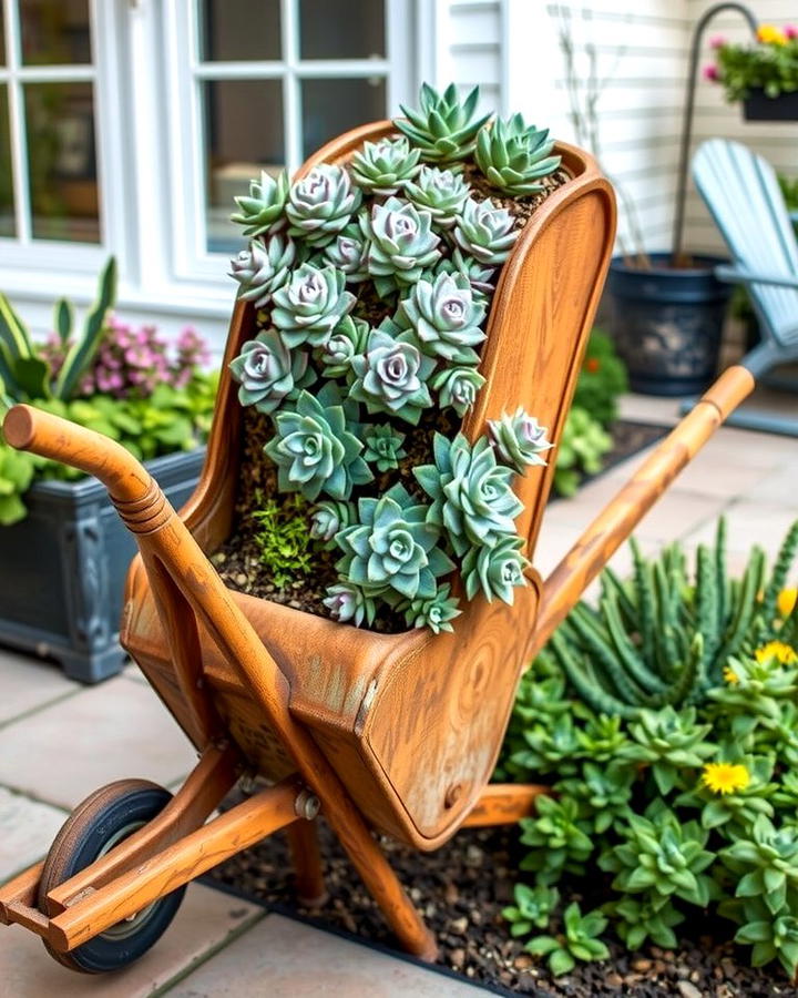 Vertical Succulent Planter - 25 Old Wheelbarrow Ideas