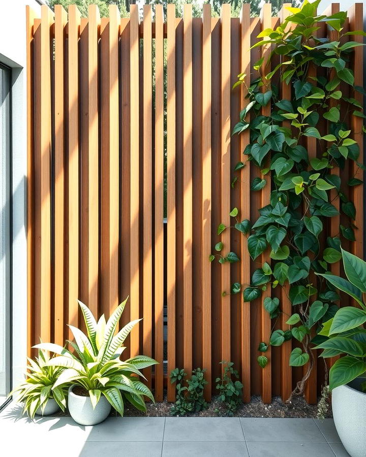 Vertical Wooden Slat Fence - 25 Small Garden Fence Ideas