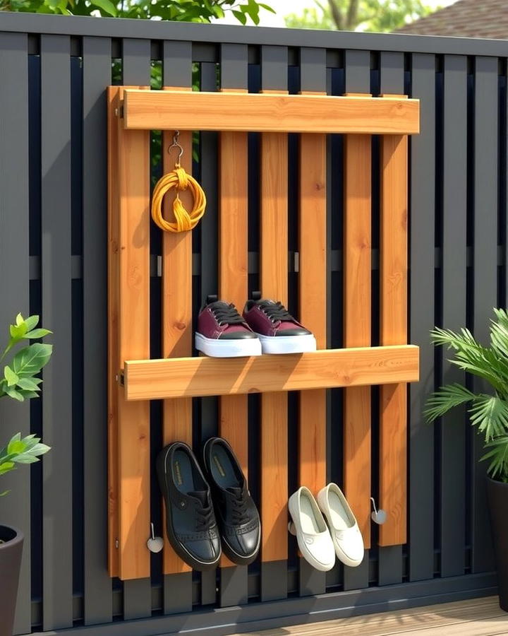 Vertical Wooden Slats - 25 Outdoor Shoe Storage Ideas