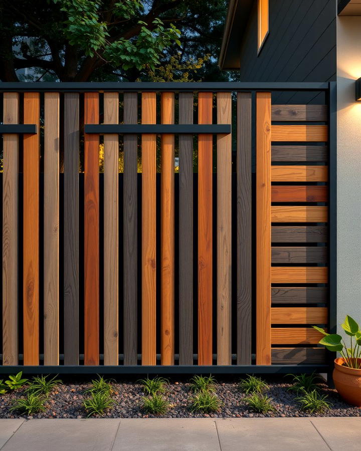 Vertical and Horizontal Combo Fence - 25 Wood Fence Ideas