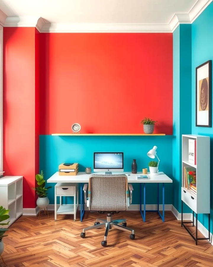 Vibrant Accent Wall - 30 Home Office Ideas for Her