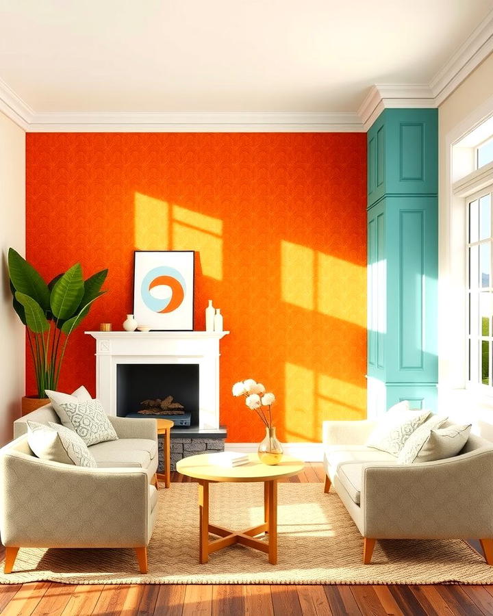 Vibrant Accent Wall - 25 Morning Room Ideas