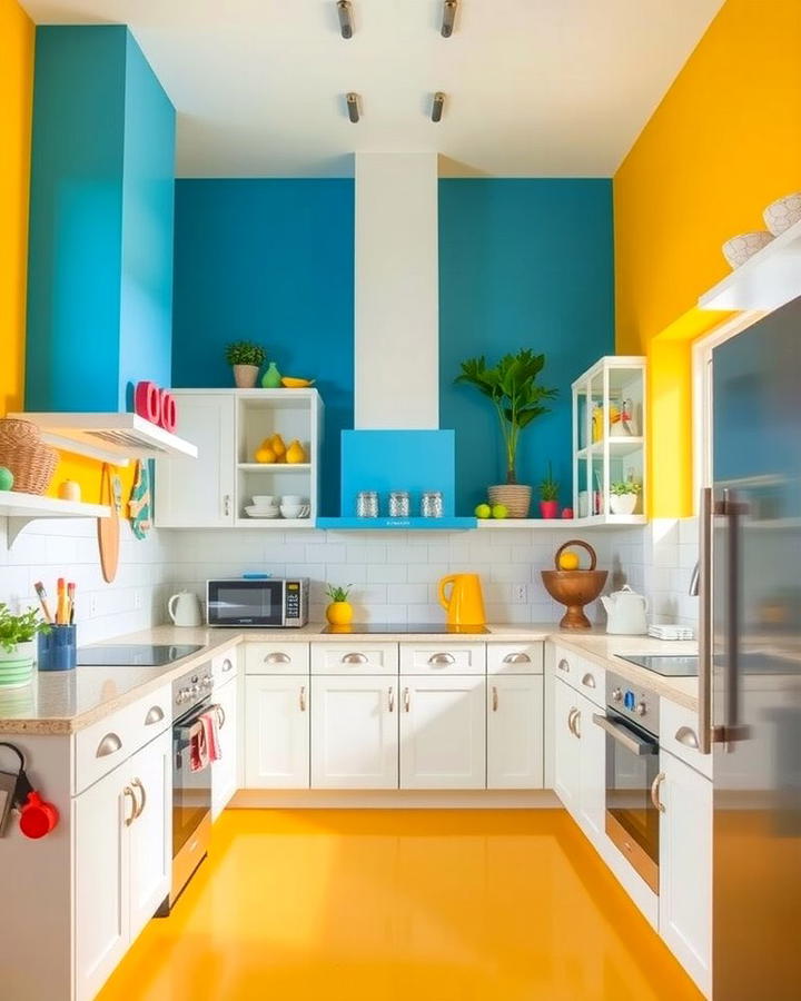 Vibrant Blue and Yellow Contrast - 30 Two Tone Wall Paint Ideas