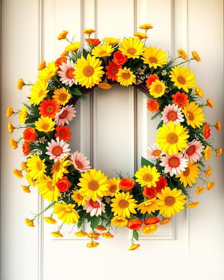 Vibrant Floral Wreaths - 25 Summer Front Door Decor Ideas