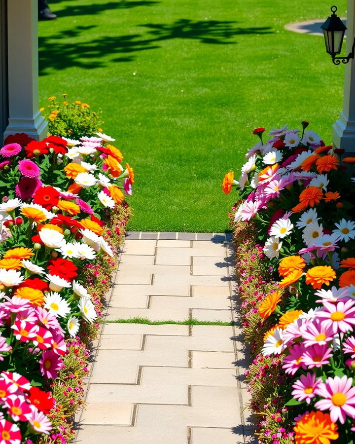 Vibrant Flower Borders - 30 Small Front Yard Landscaping Ideas