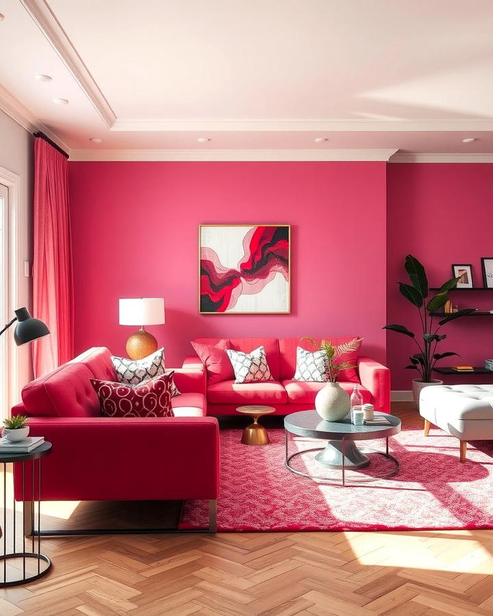 Vibrant Fuchsia Highlights - 30 Pink Living Room Ideas