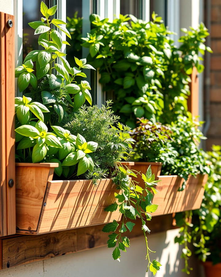 Vibrant Herb Garden Boxes - 25 window box ideas