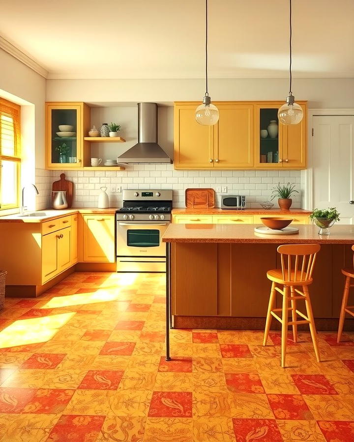 Vibrant Linoleum Flooring - 30 70s Kitchen Ideas