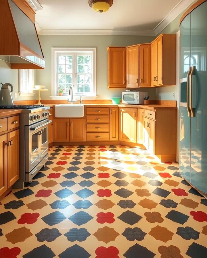 Vibrant Linoleum Flooring - 30 1930s - 1940s Kitchens