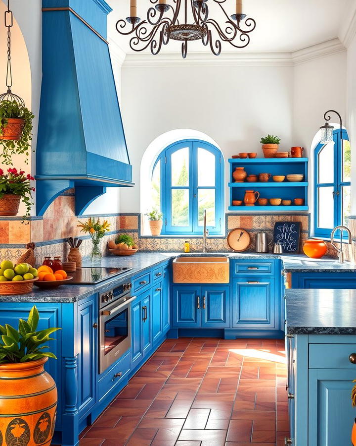 Vibrant Mediterranean Inspiration - 30 kitchens with blue countertops