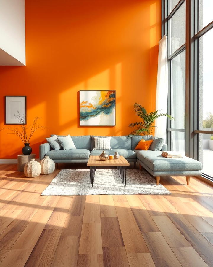 Vibrant Orange Accent Wall - 25 Orange Room Ideas