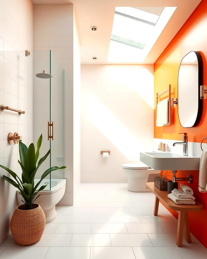 Vibrant Orange Accent Wall - 25 Orange Bathroom Ideas