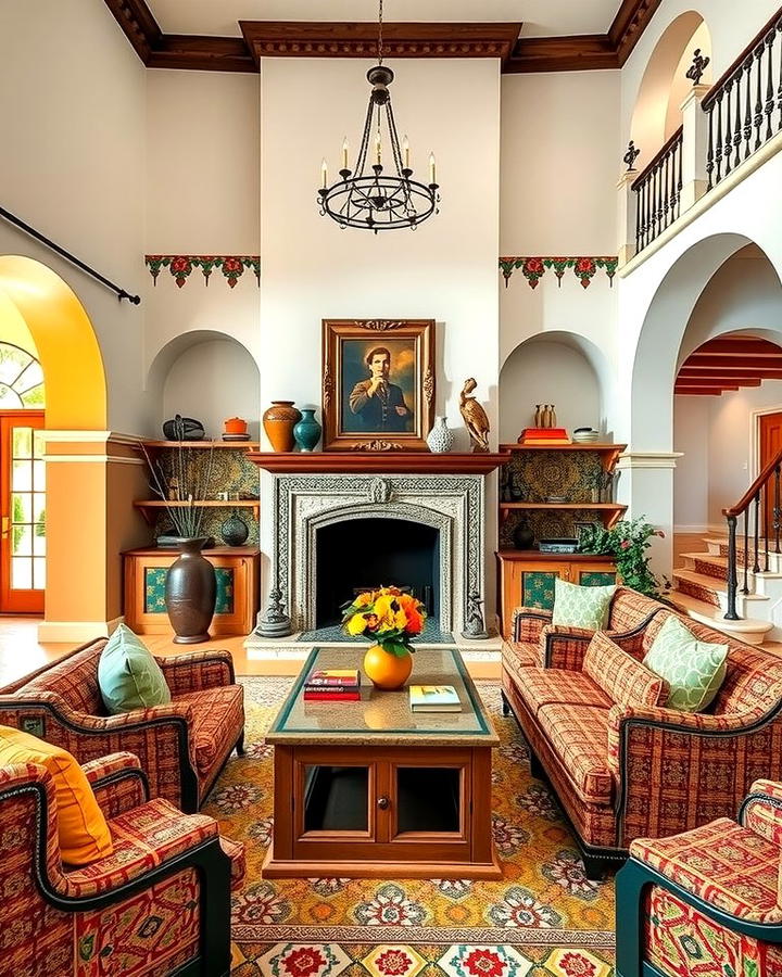 Vibrant Spanish Tile Accents - 25 Spanish Style Living Room Ideas