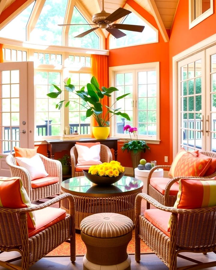 Vibrant Tangerine Sunroom - 25 Monochromatic Color Schemes for Rooms