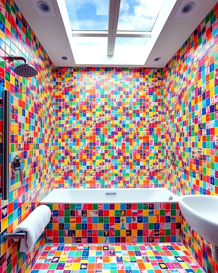 Vibrant Tile Patterns - 30 Colorful Bathroom Ideas