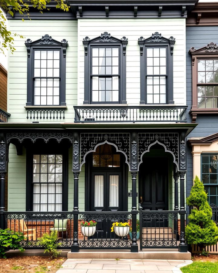 Victorian Elegance - 25 Sage Green House With Black Trim Ideas