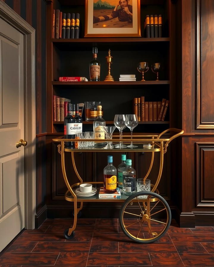 Vintage Bar Cart - 30 Cigar Room Ideas