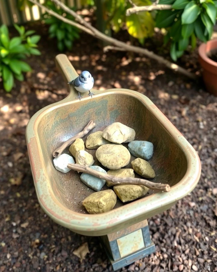 Vintage Birdbath - 25 Old Wheelbarrow Ideas