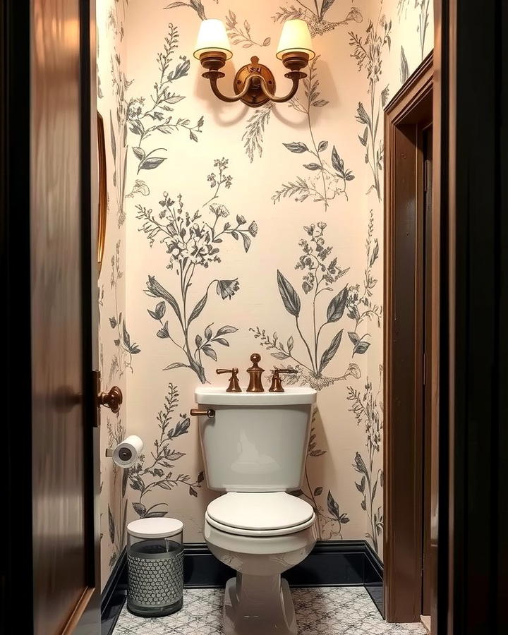 Vintage Botanical Sketches - 25 Powder Room Wallpaper Ideas