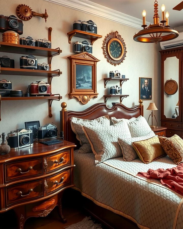 Vintage Camera Displays - 25 Steampunk Bedroom Ideas