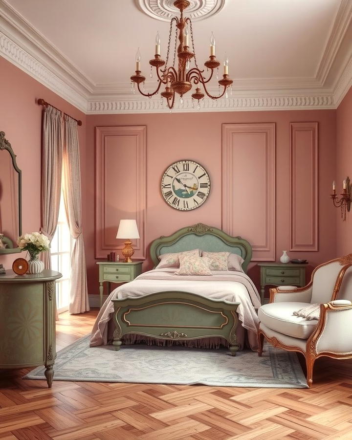 Vintage Charm with Subtle Hues - 25 Pink and Green Bedroom Ideas