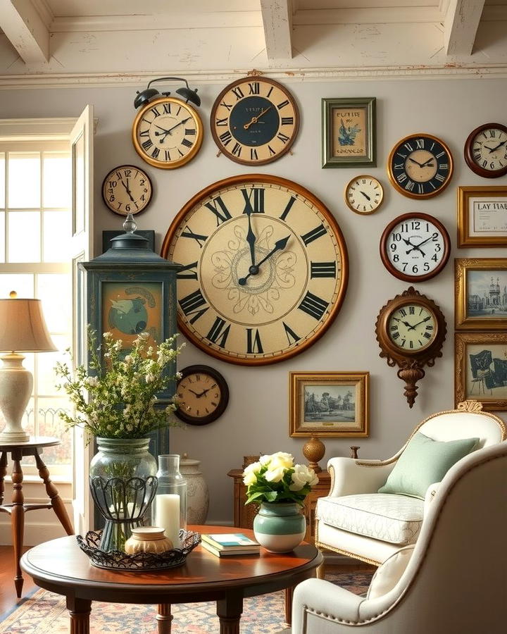 Vintage Clocks - 25 Shabby-chic Style Living Room Ideas