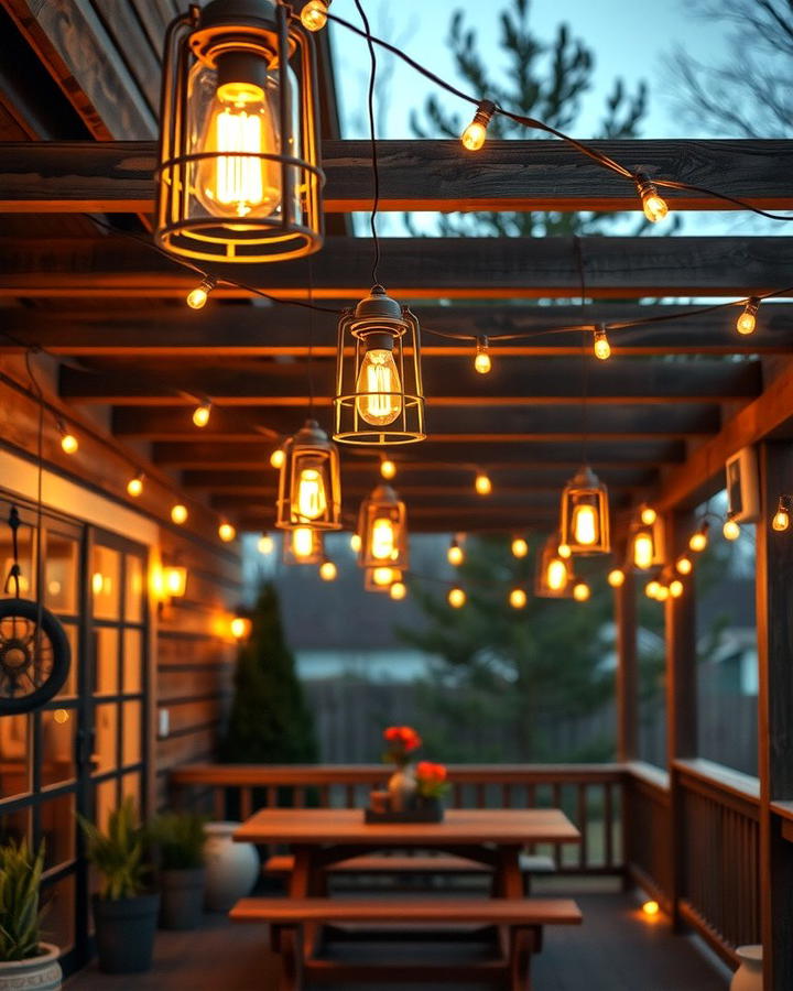 Vintage Farmhouse Lighting - 30 Farmhouse Patio Ideas