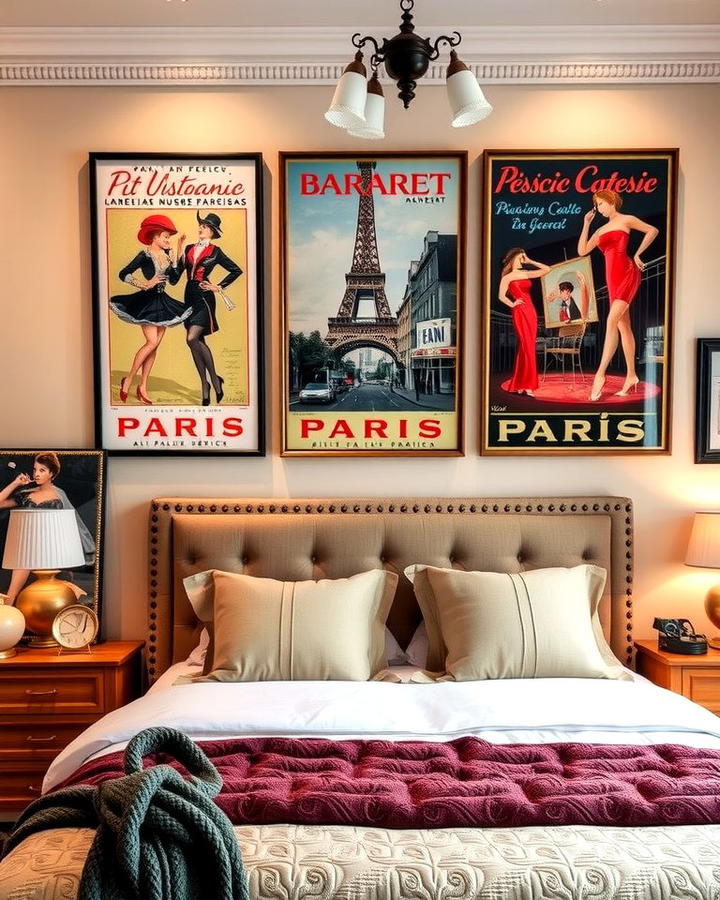 Vintage French Posters - 25 Paris-themed Bedroom Ideas