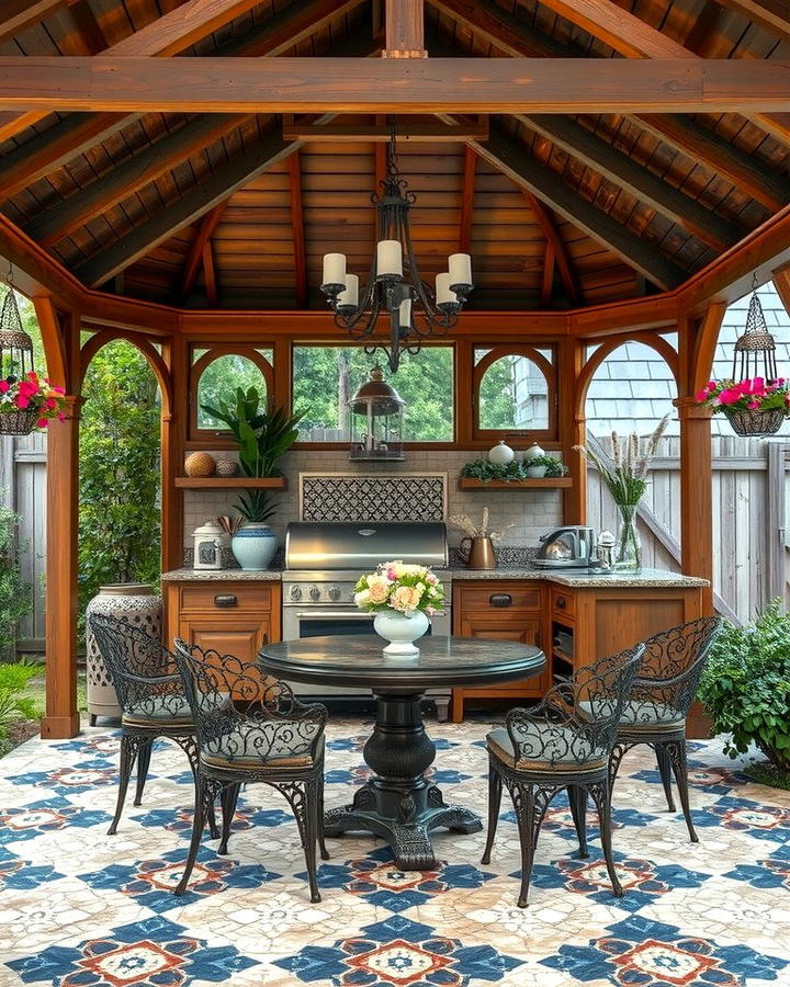 Vintage Inspired Gazebo Kitchen - 30 Outdoor Kitchen with a Gazebo Ideas