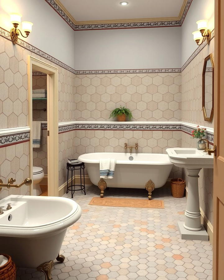 Vintage Inspired Hexagon Tiles - 30 Bathrooms With Hexagon Tile Floors