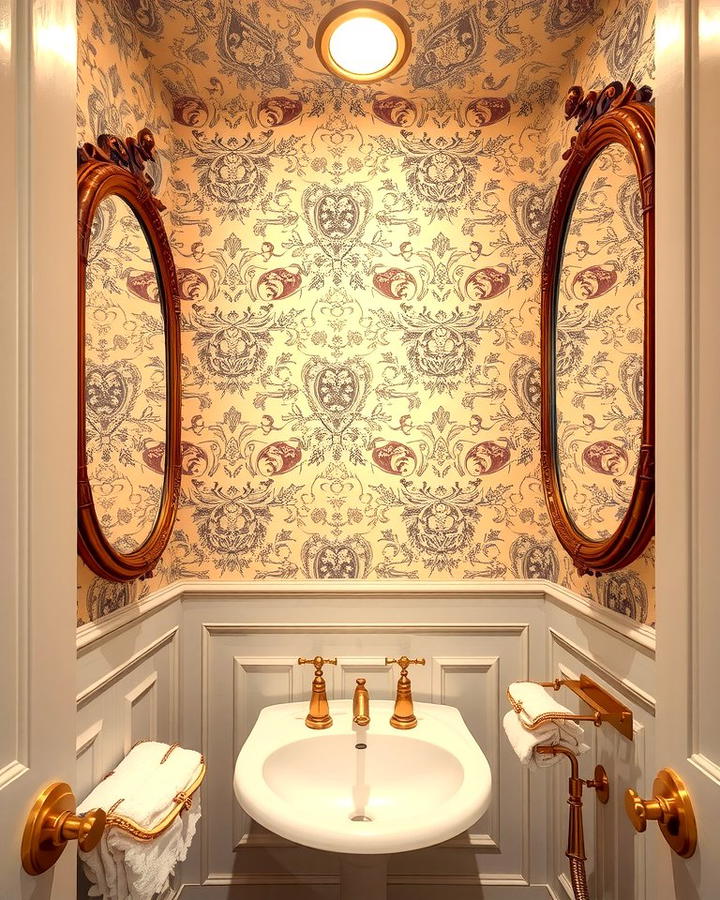 Vintage Inspired Patterns - 25 Powder Room Wallpaper Ideas