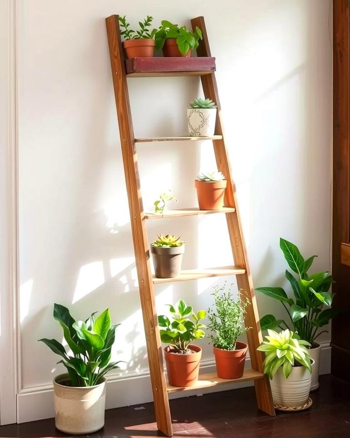 Vintage Ladder Plant Holders - 25 Outdoor Plant Stand Ideas