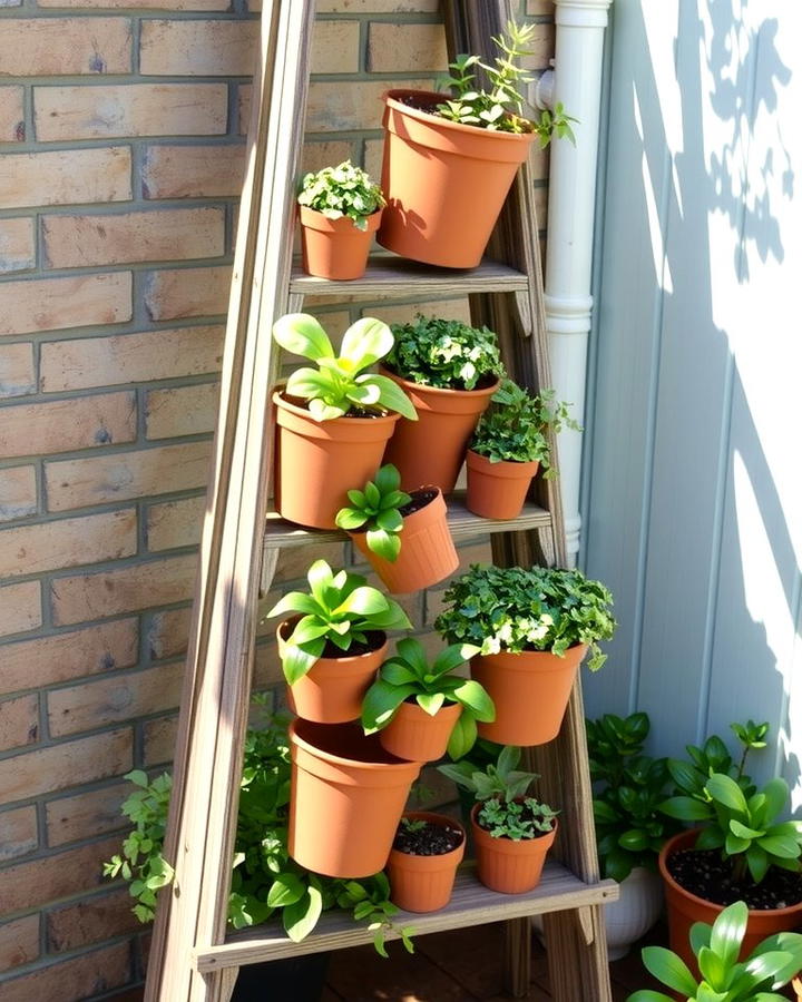 Vintage Ladder Plant Stand - 25 Vintage Garden Ideas