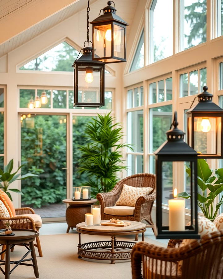 Vintage Lantern Lighting - 25 Rustic Sunroom Ideas