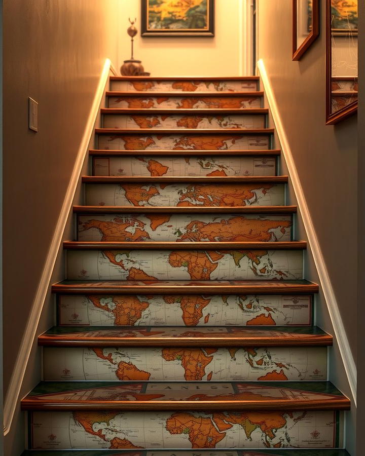 Vintage Maps - 25 Stair Riser Ideas