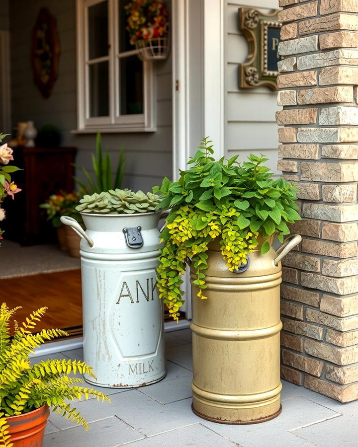 Vintage Milk Can Planters - 25 Vintage Garden Ideas