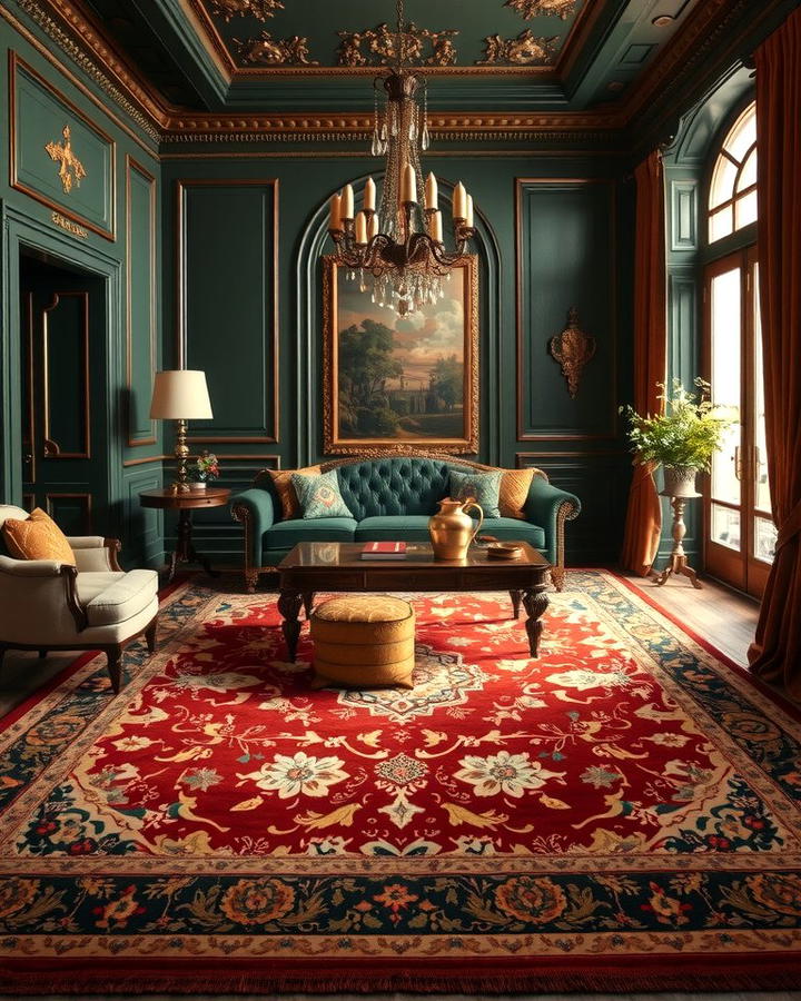 Vintage Persian Rugs - 25 Victorian Dark Green Living Room Ideas