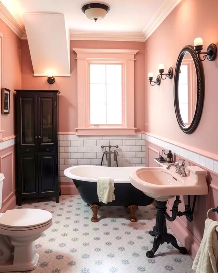 Vintage Pink and Black Fixtures - 25 Pink and Black Bathroom Ideas