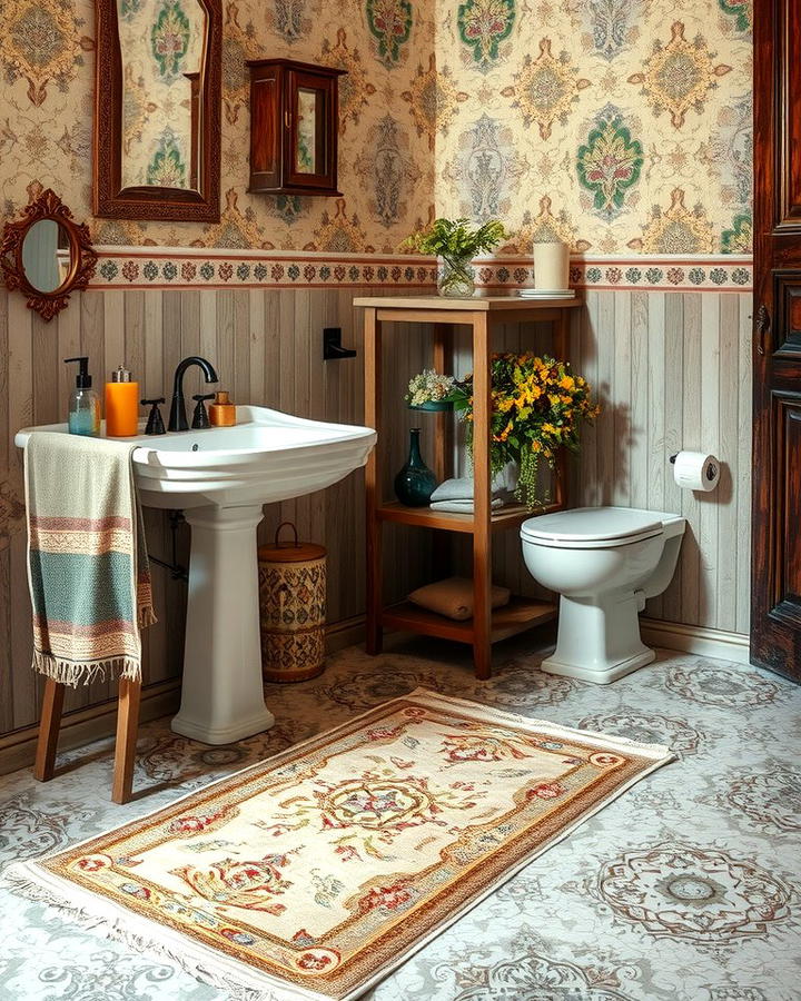 Vintage Rugs - 25 Vintage Bathroom Ideas