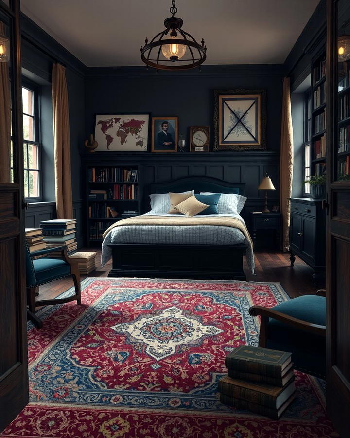 Vintage Rugs - 30 dark academia bedroom ideas