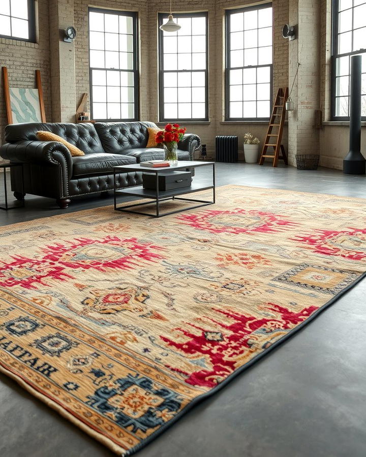 Vintage Rugs - 30 Industrial Living Room Ideas