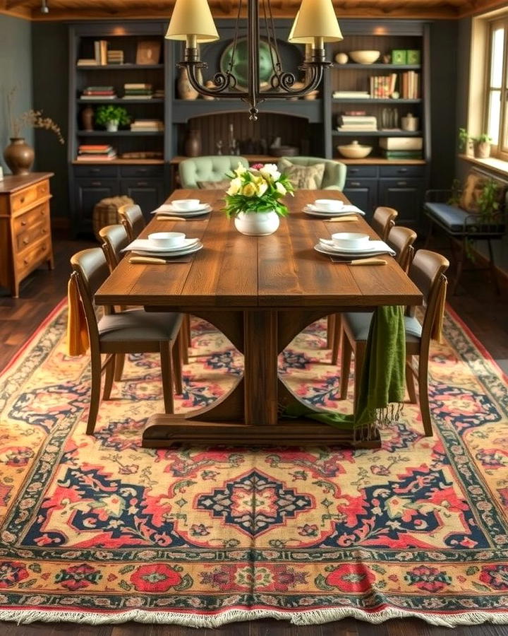 Vintage Rugs - 30 Rustic Dining Room Ideas