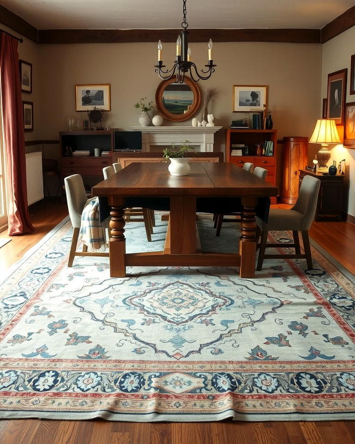 Vintage Rugs for Nostalgic Charm - 30 Dining Room Rug Ideas