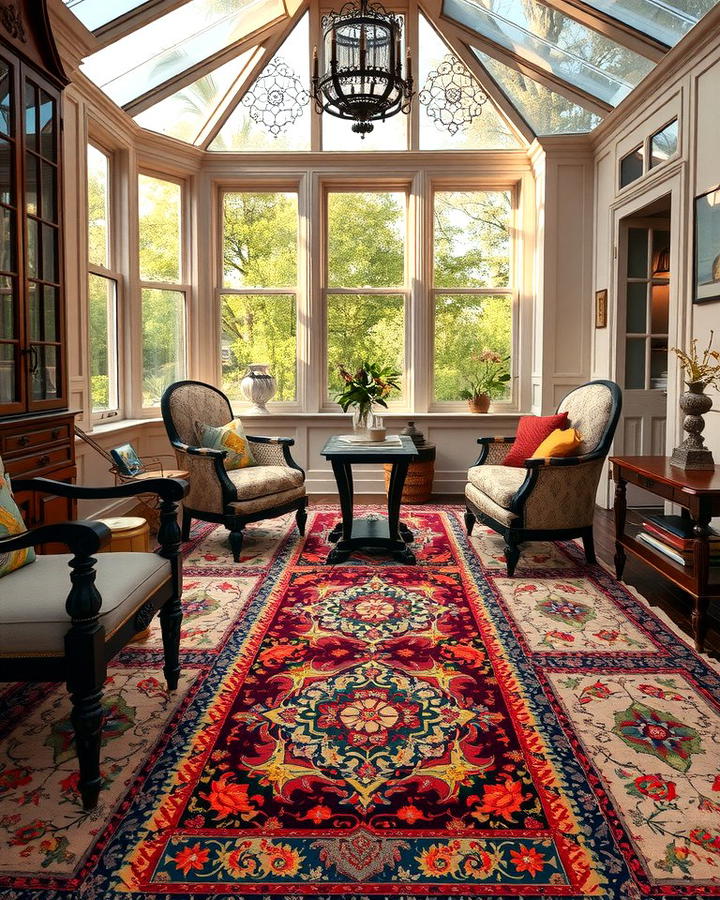 Vintage Rugs for Warmth and Style - 25 Victorian Sunroom Ideas