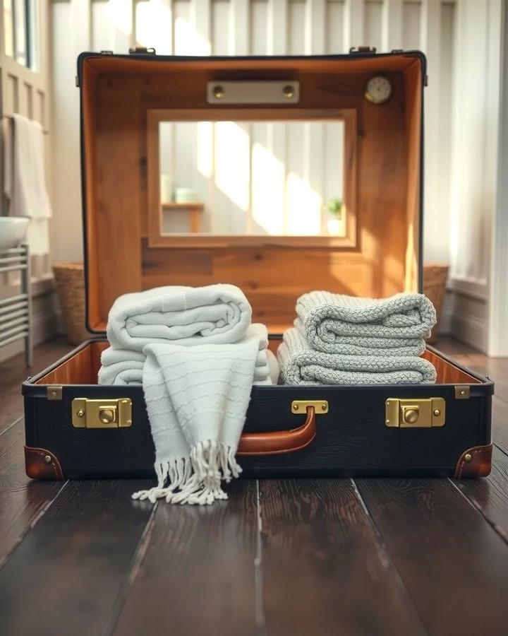 Vintage Suitcase Storage - 25 Towel Display Ideas